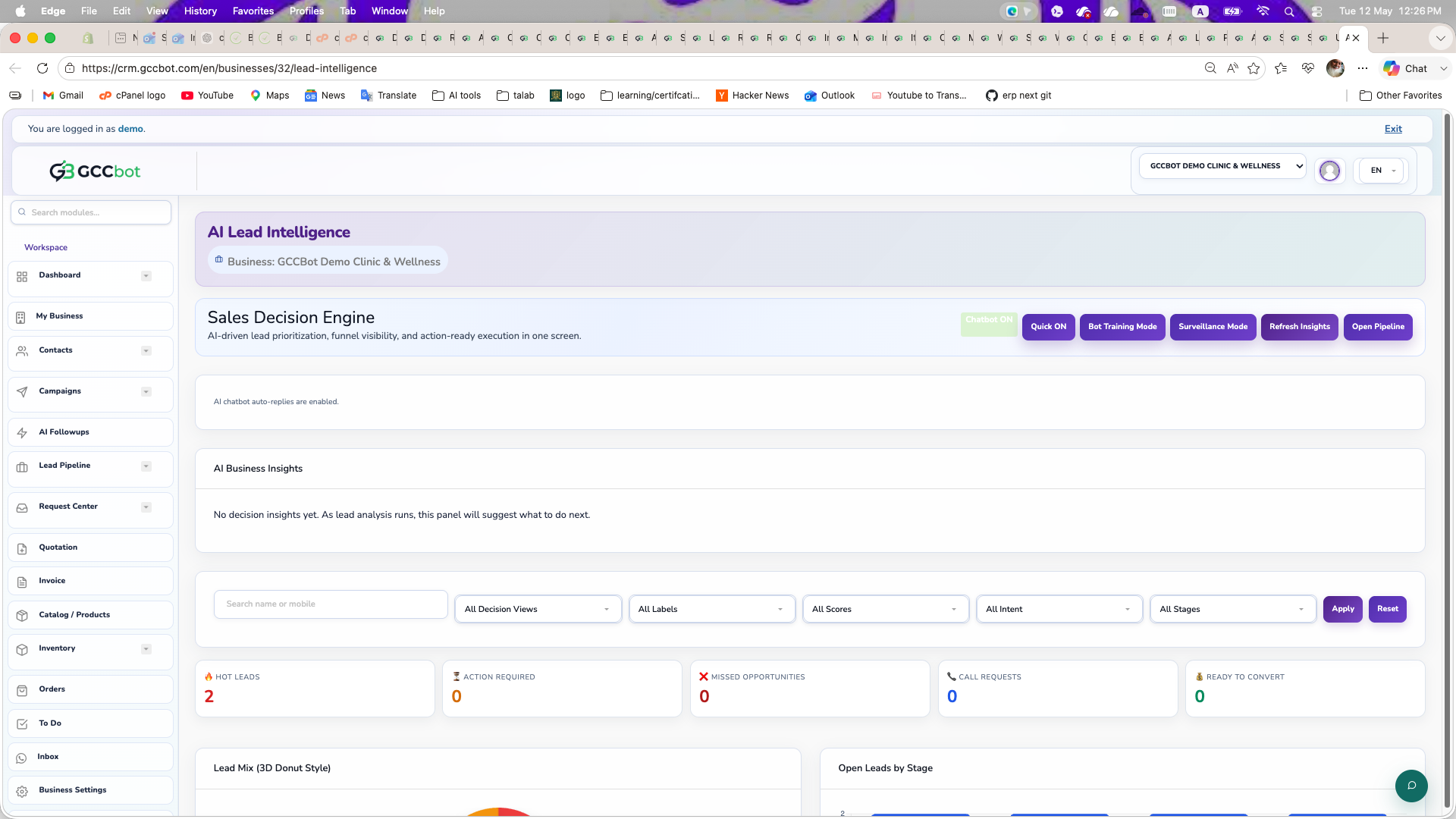 AI Lead Intelligence dashboard screenshot