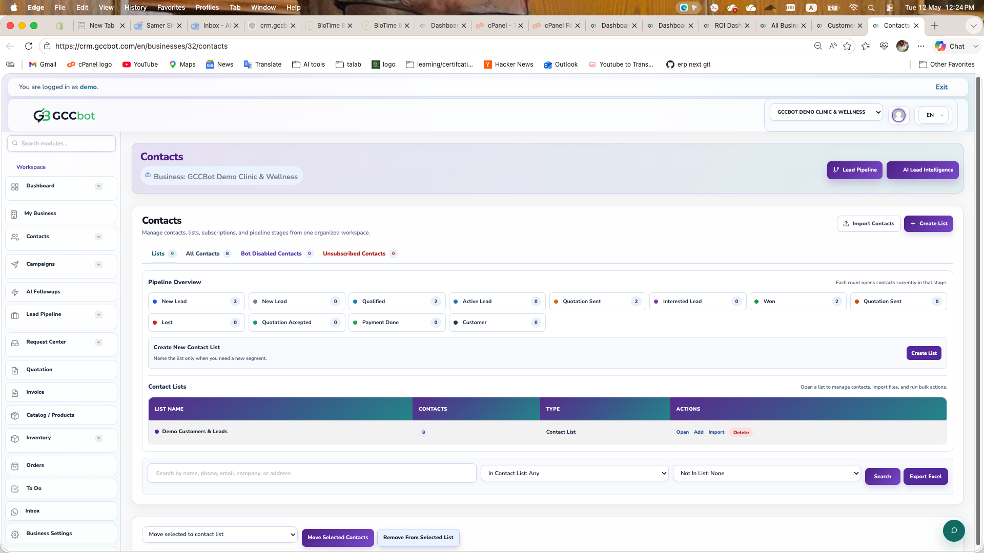 Contacts dashboard screenshot