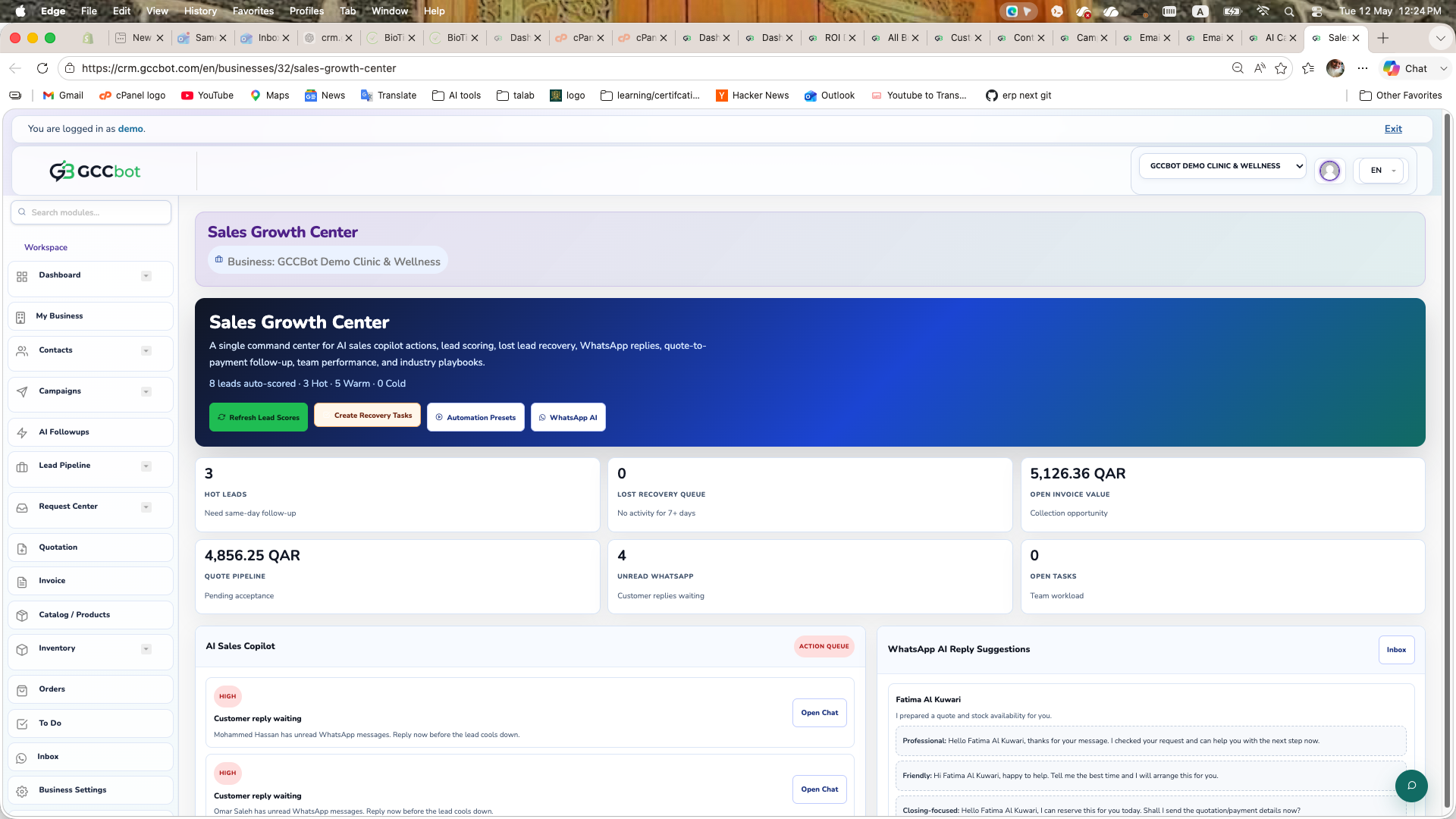 Sales Growth Center dashboard screenshot
