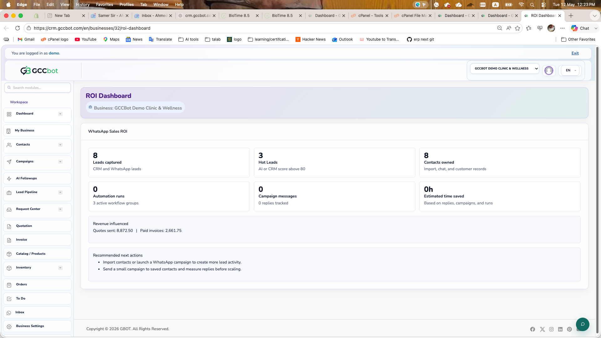 ROI Dashboard dashboard screenshot