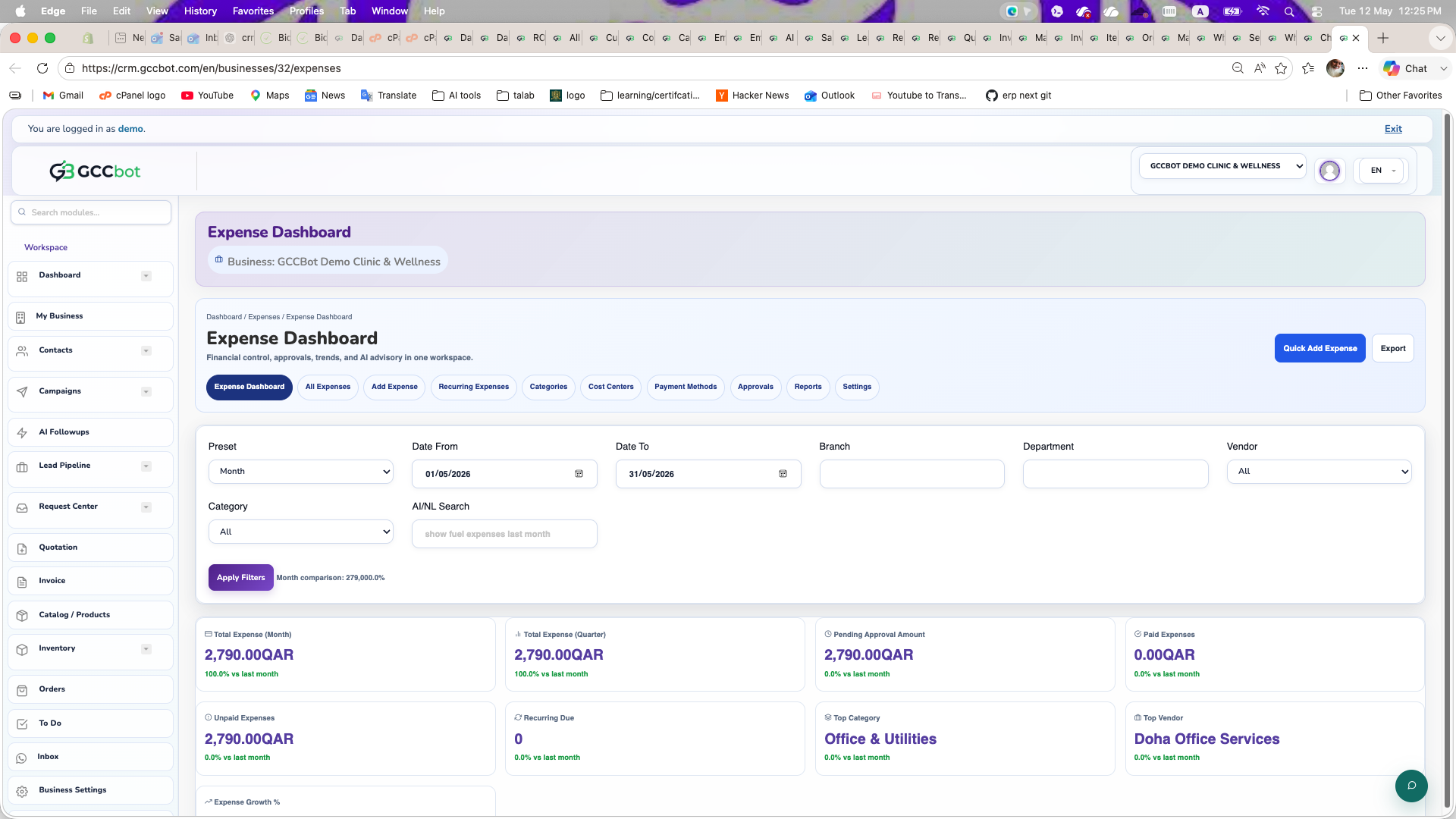 Expenses dashboard screenshot