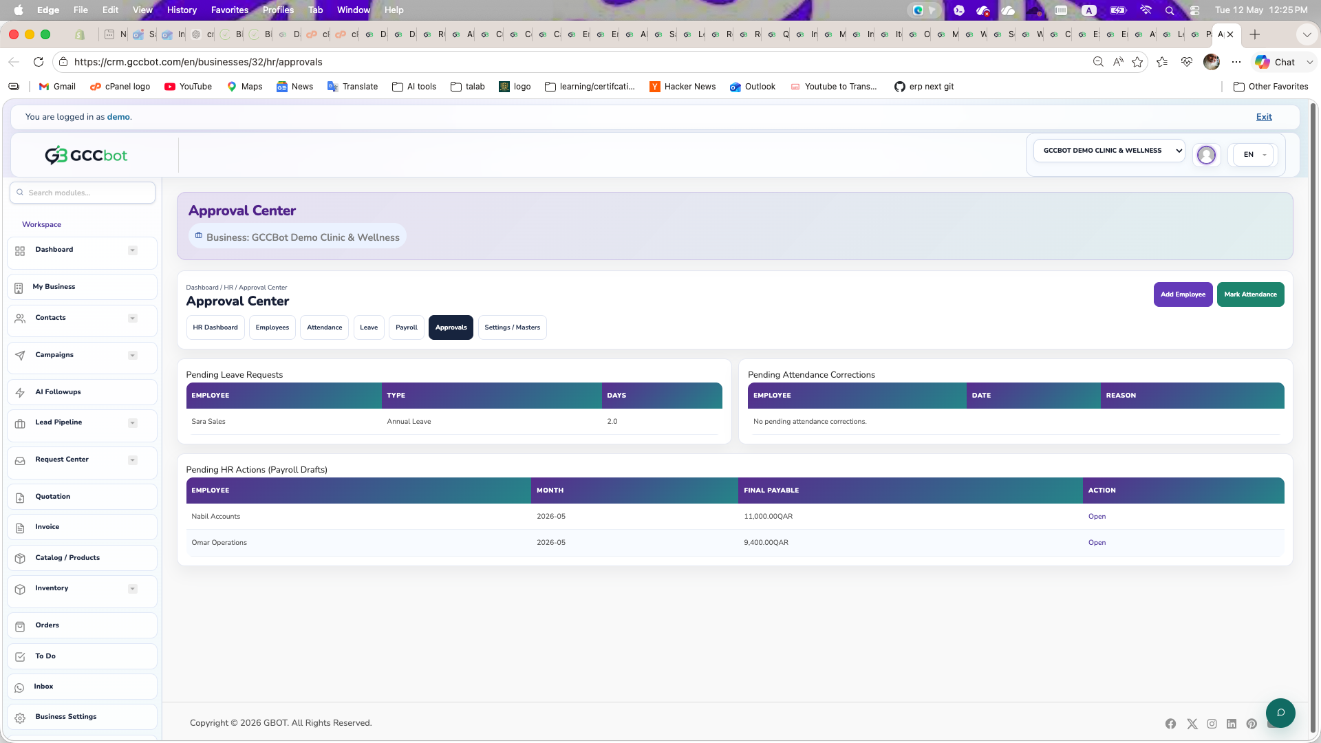Approvals dashboard screenshot