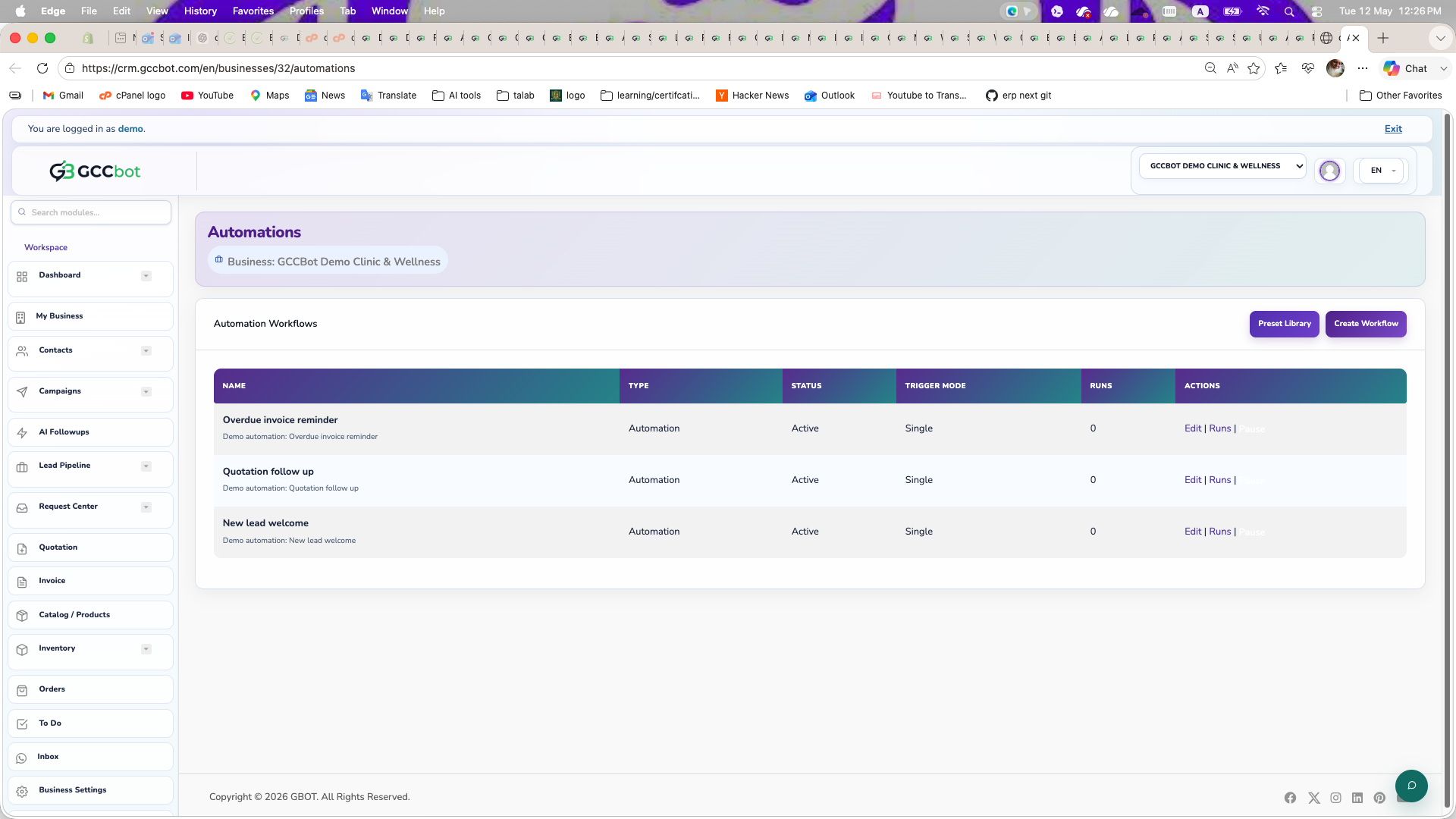Automations dashboard screenshot