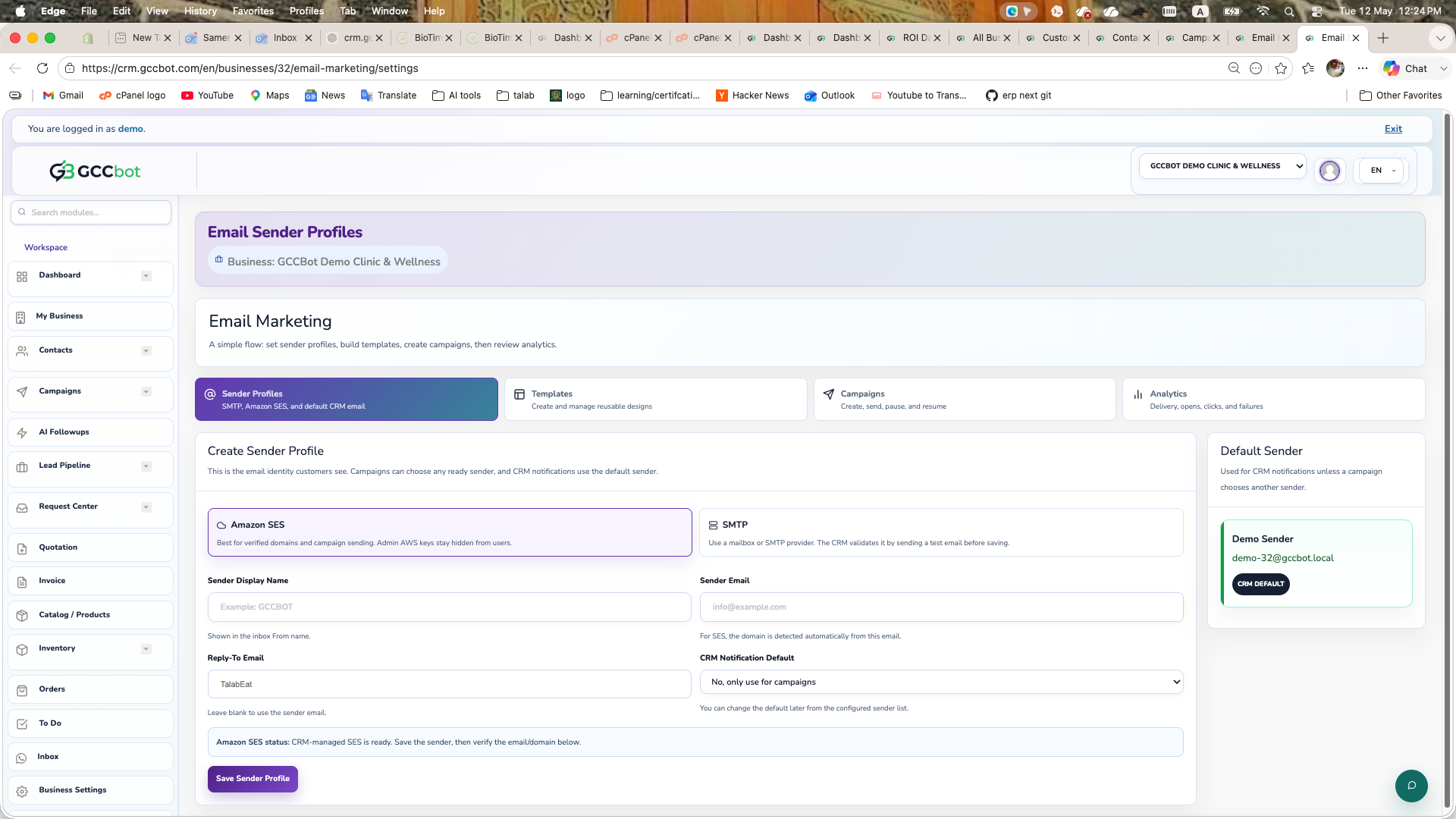 Email Senders dashboard screenshot