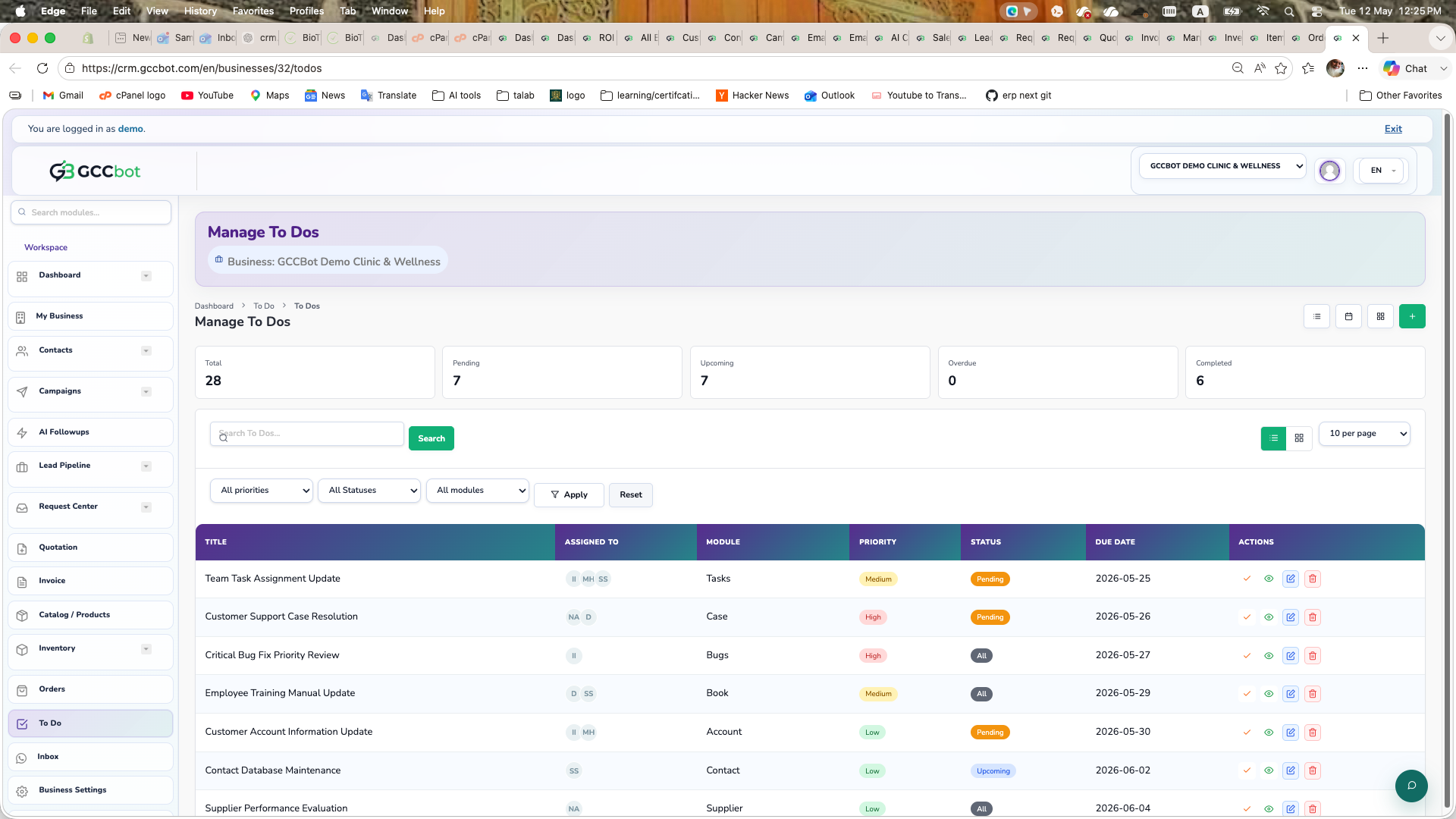 To Do dashboard screenshot