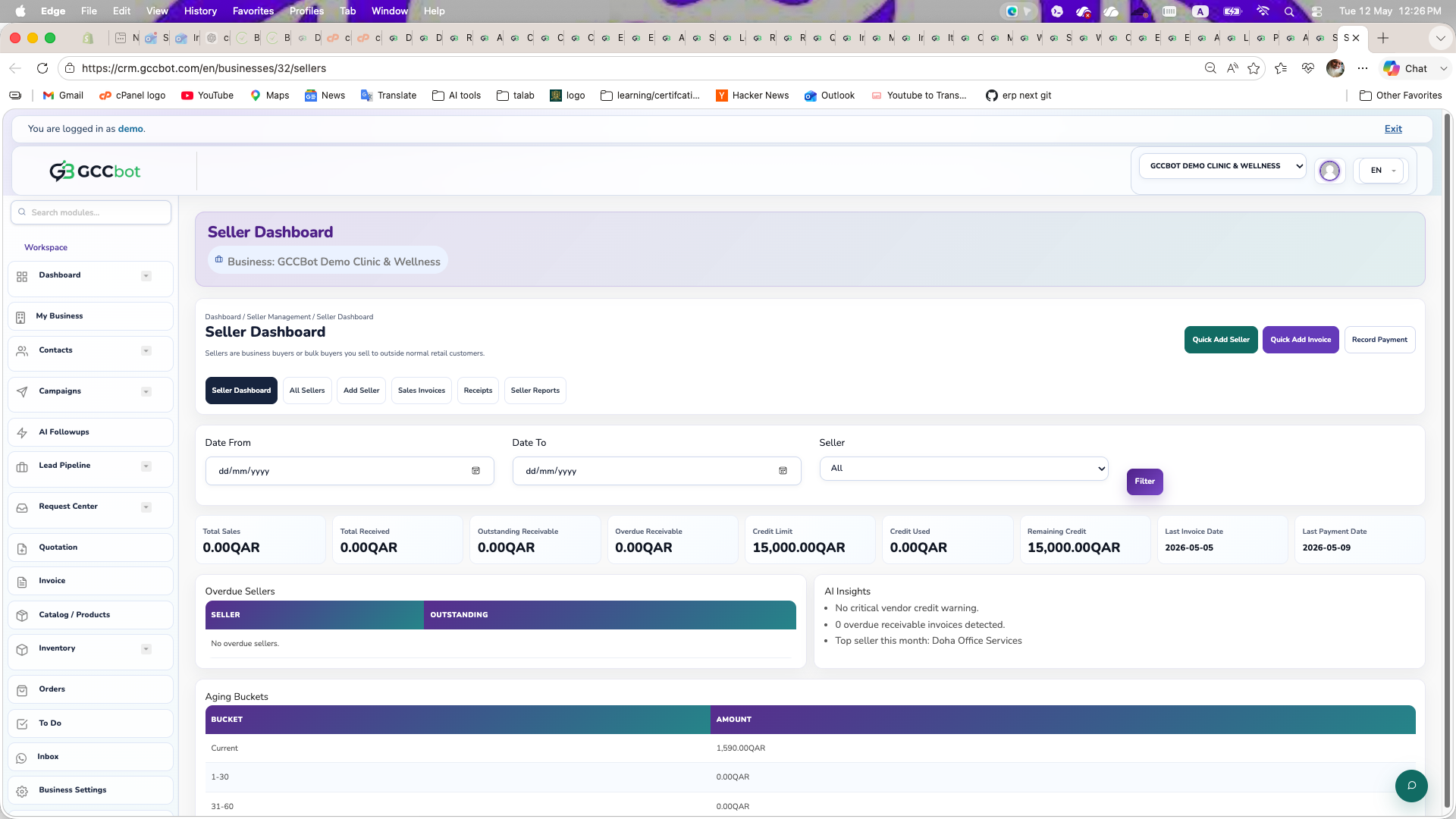 Sellers dashboard screenshot