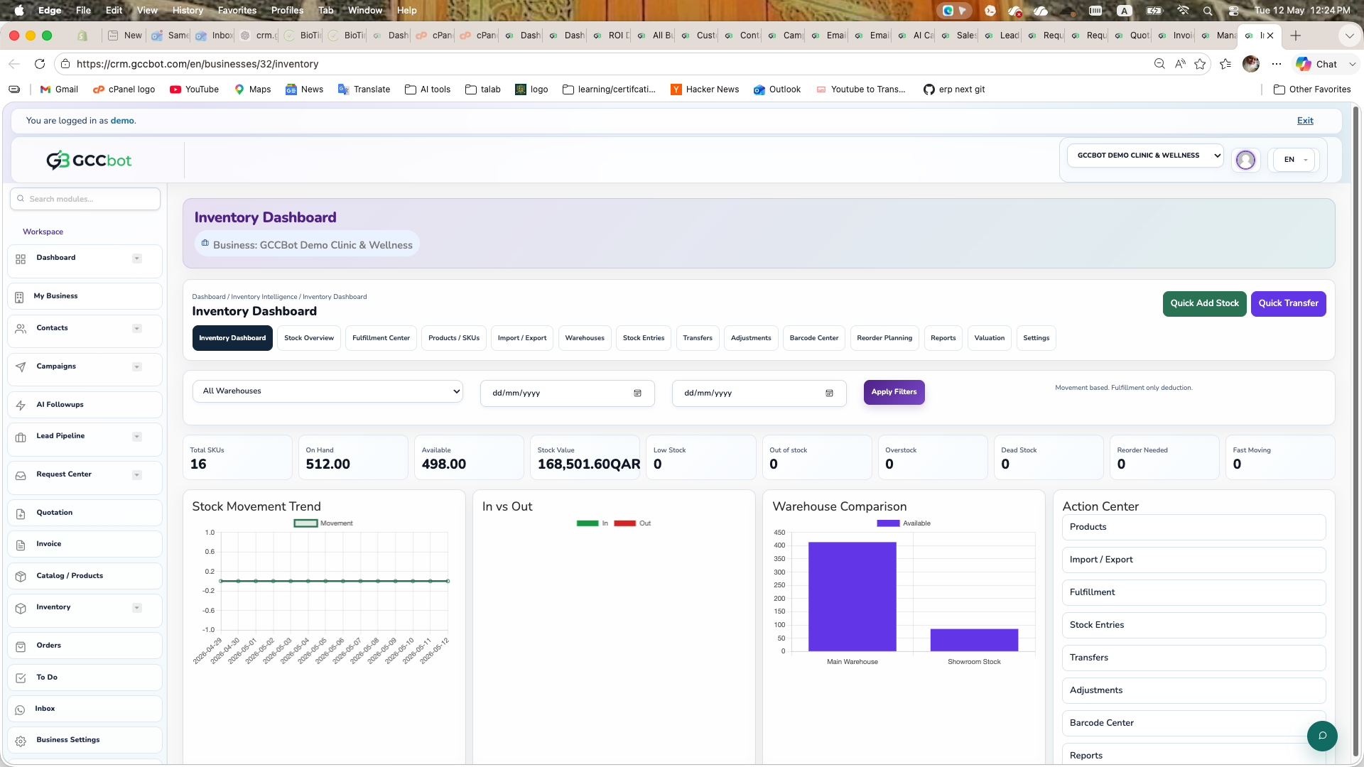 Inventory dashboard screenshot