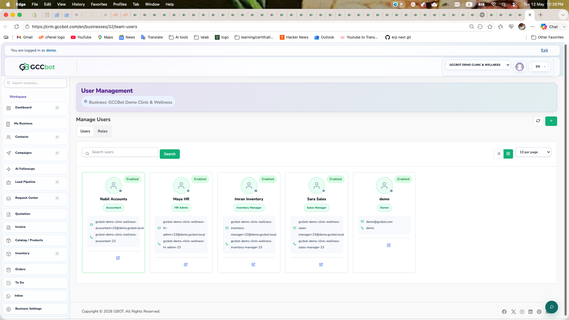 Team Users dashboard screenshot